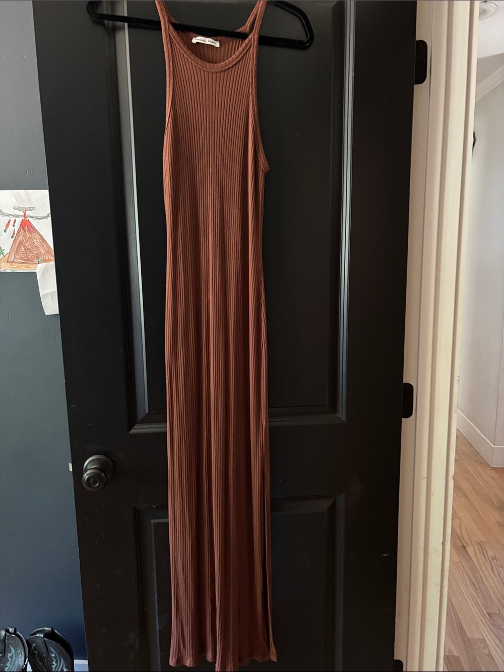 Reformation Ribbed Sleeveless Maxi Dress in Brown